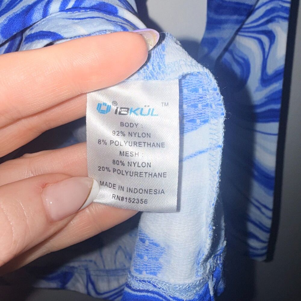 IBKUL Long Sleeve All Over Print Quarter Zip Golf Shirt - Blue/White L - Picture 5 of 6
